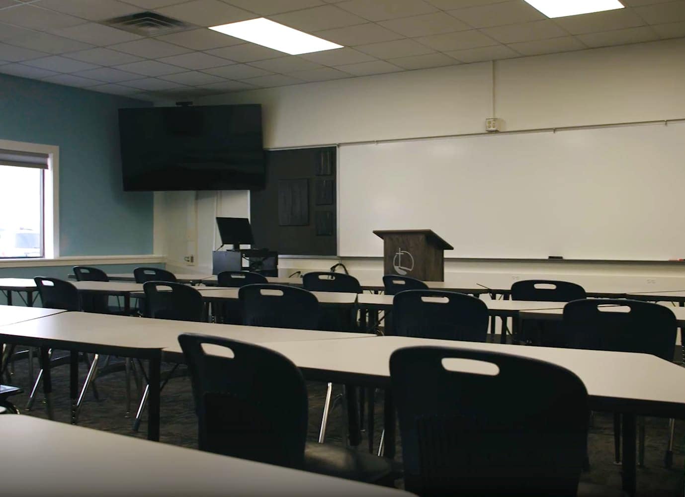 Academic-Center Interior view of a classroom at Grace Christian University