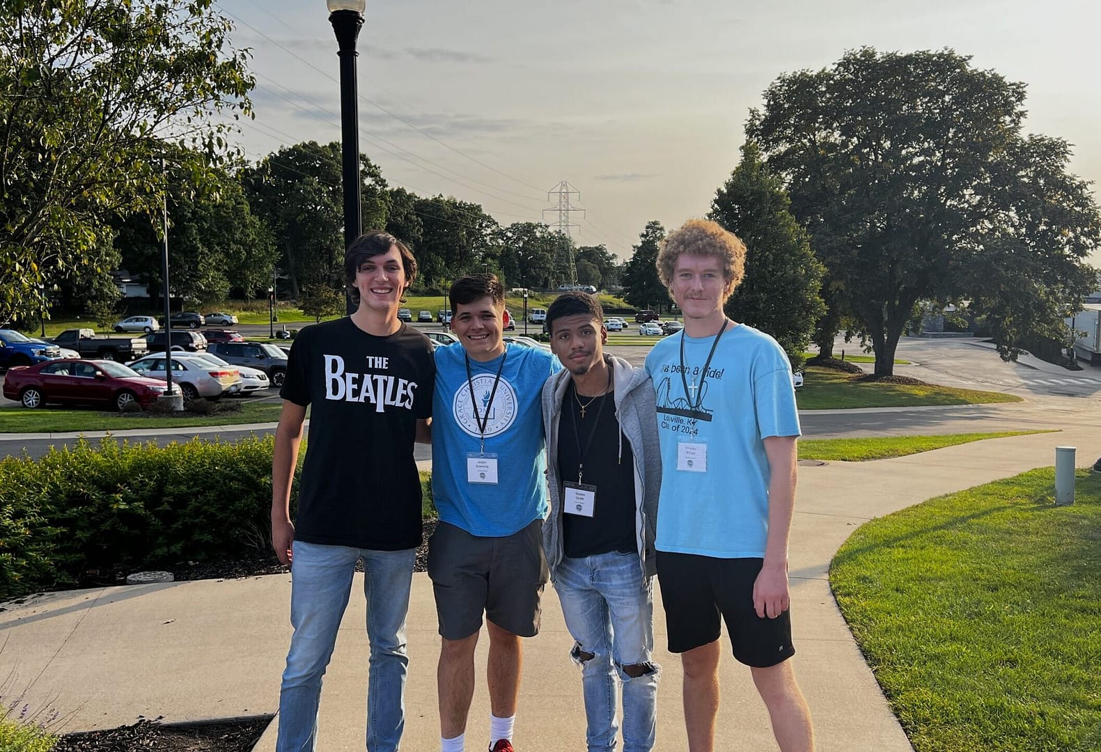 group of guys and sunset