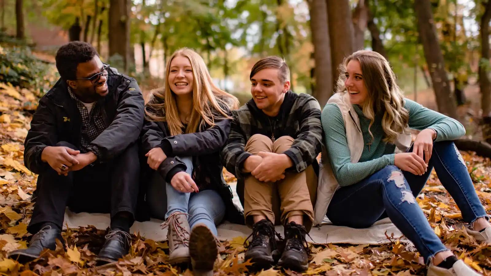 On-Campus-students1 A diverse group of happy students outside
