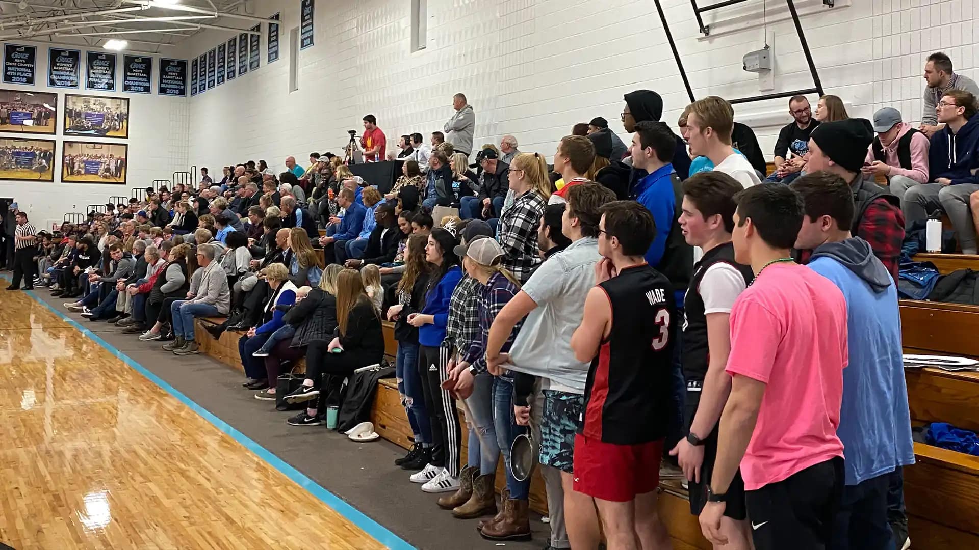Athletics-Events Crowd at a Basketball Game in Aldrich Athletic Center at Grace Christian University