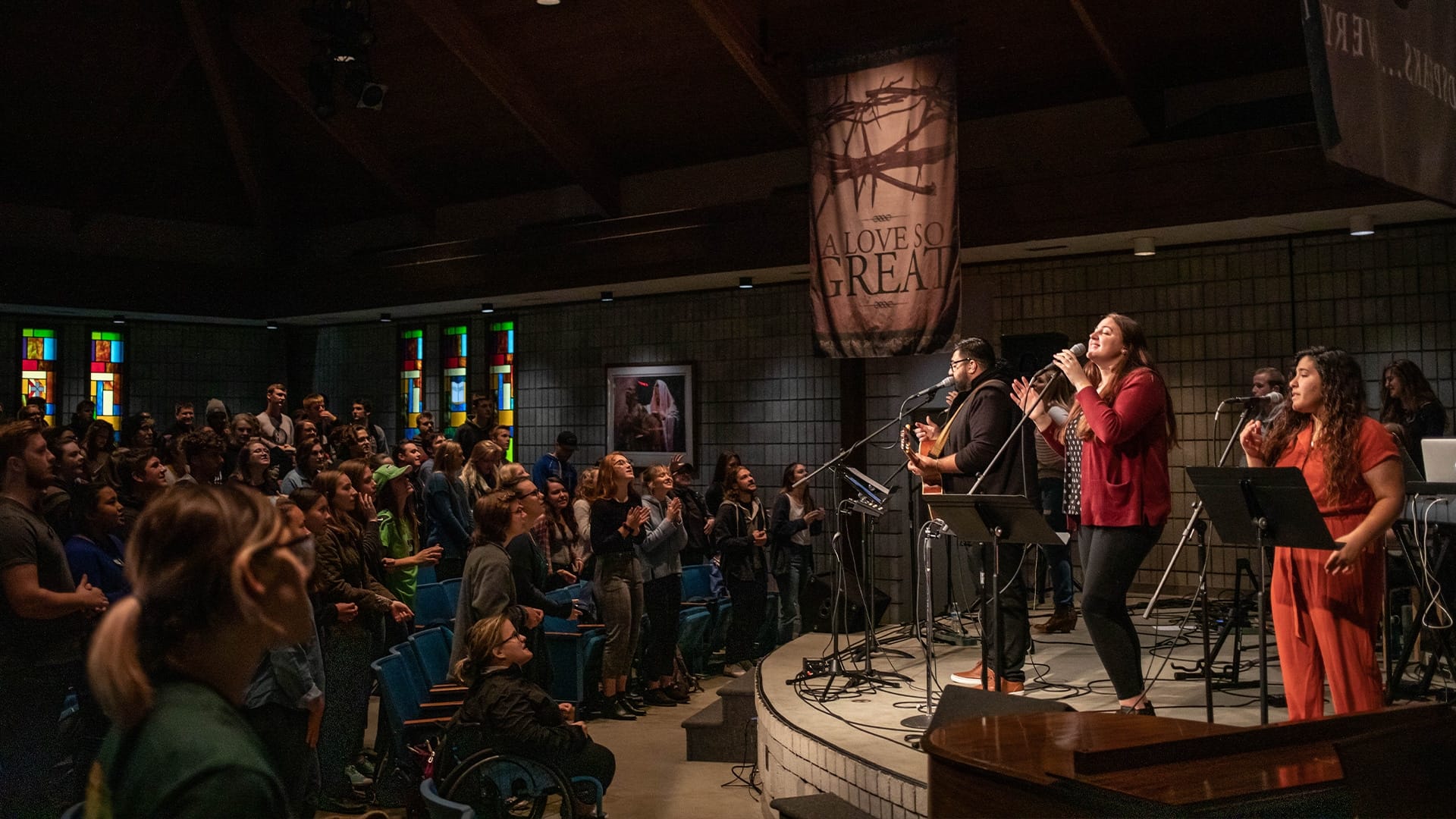 Churches Chapel Service in Baker Chapel at Grace Christian University