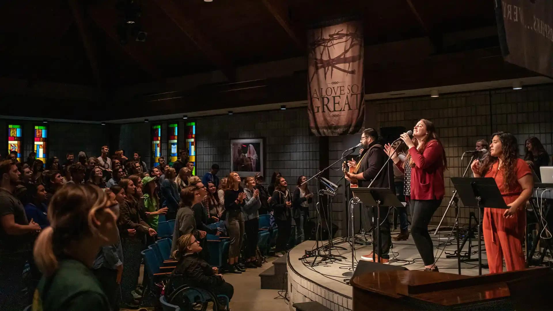 Churches Chapel Service in Baker Chapel at Grace Christian University