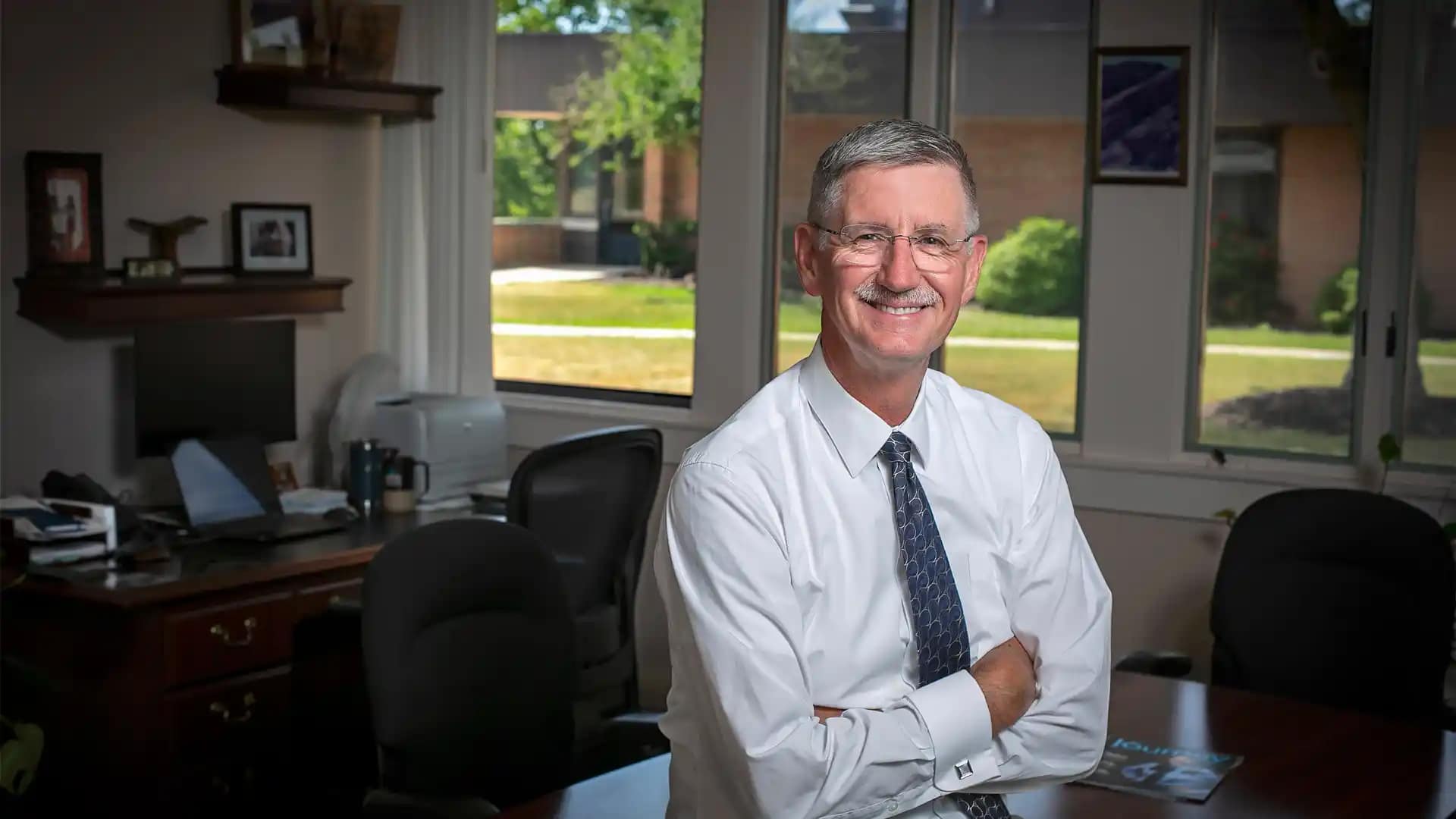 Office-of-the-President President Kemper in his office at Grace Christian University