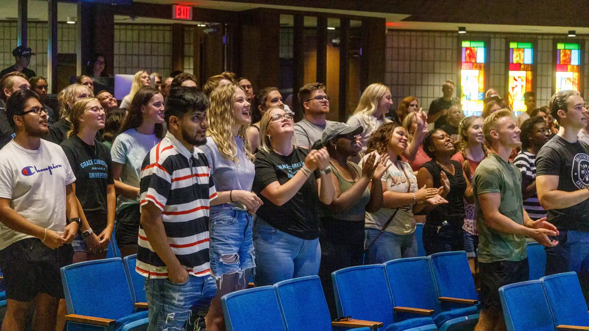 Destination-Grace Grace students walking around on campus.