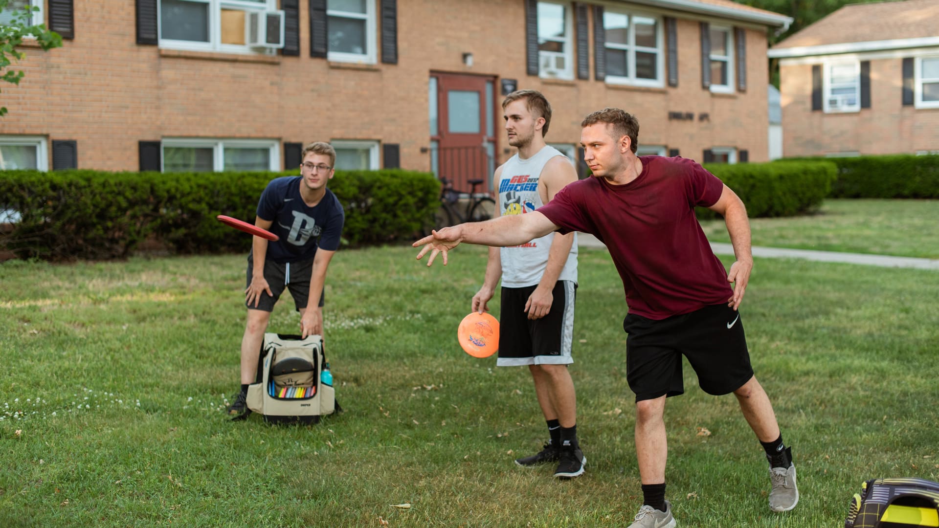 Disc-Golf-Players A group of students playing on the Grace Christian University Disc Golf Course.