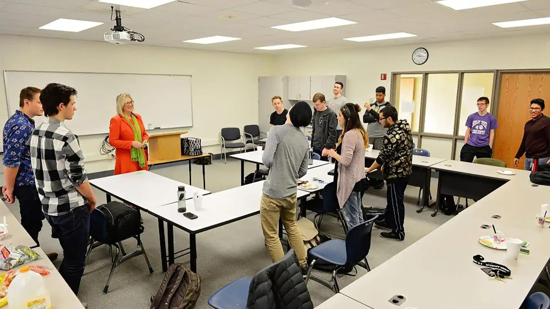 On-Campus-Students-Government A Student Government group meeting in a Grace classroom.
