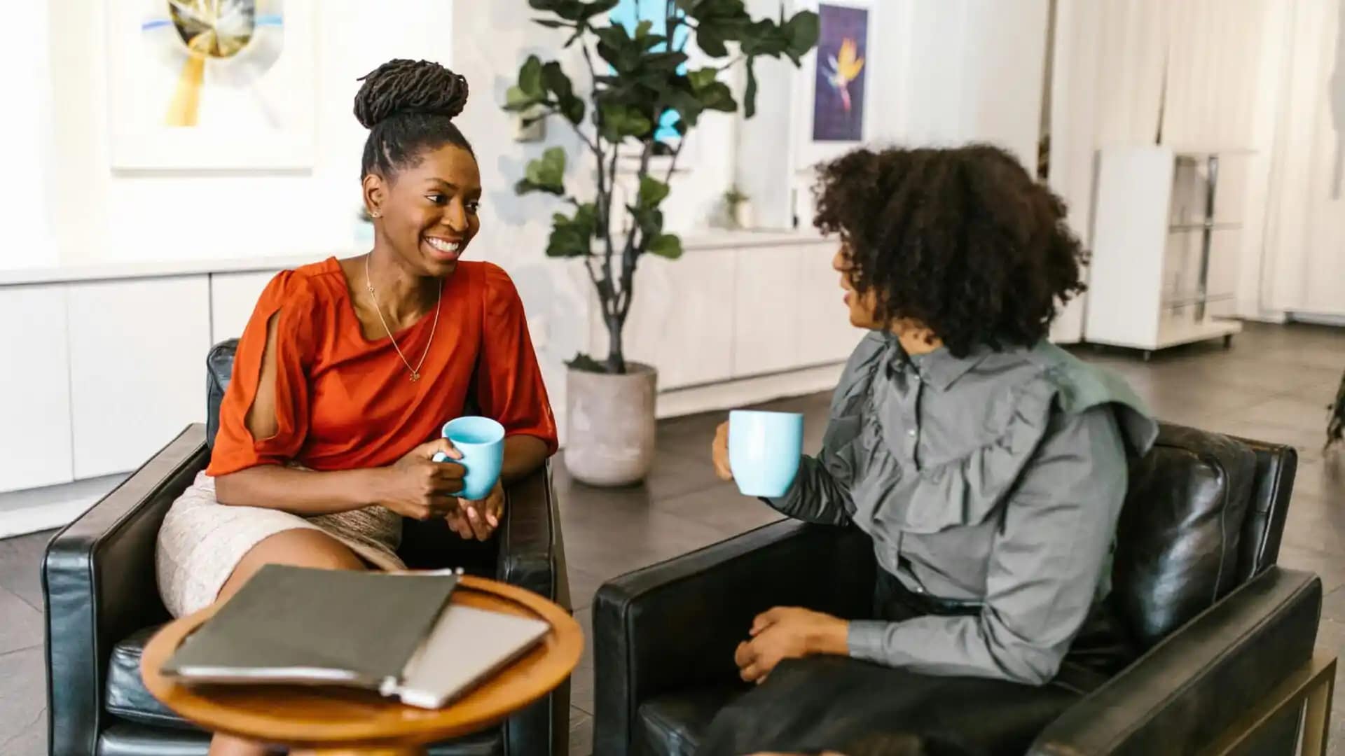 Online Students Networking and having Coffee at a Coffee Shop