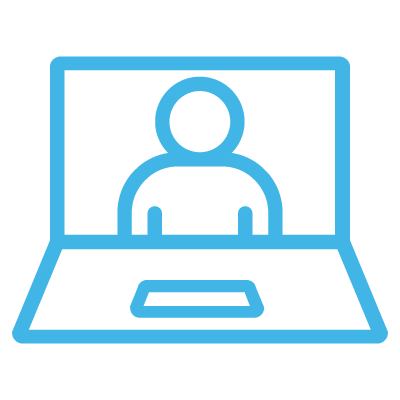 Person on the screen of a laptop