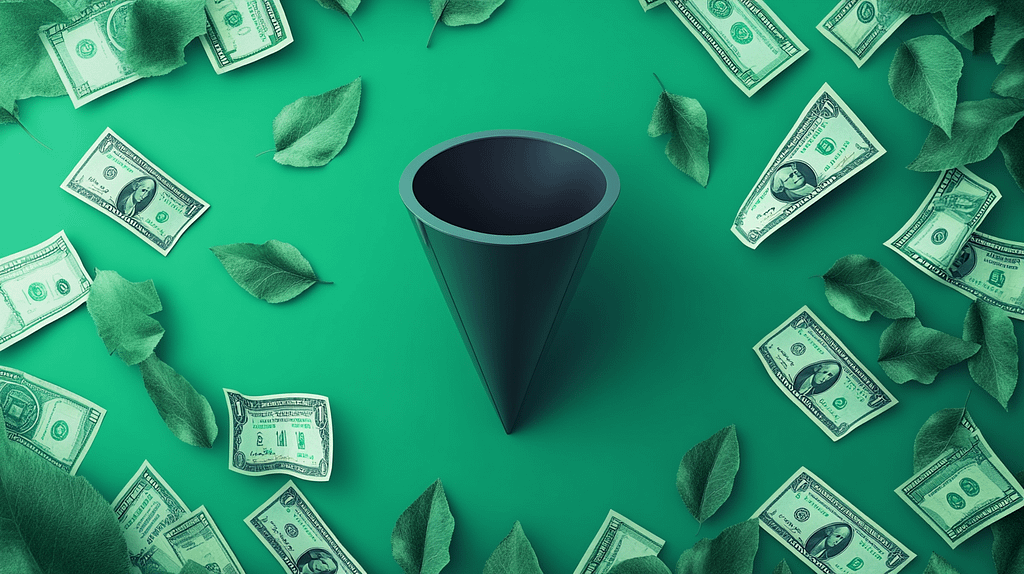 Illustration showing a funnel that shows how brand awareness works in higher education.